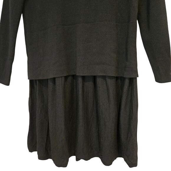 COS 100% Wool Black Knit Layered Tiered Long Sleeve Sweater Dress, Size Medium - Picture 2 of 6